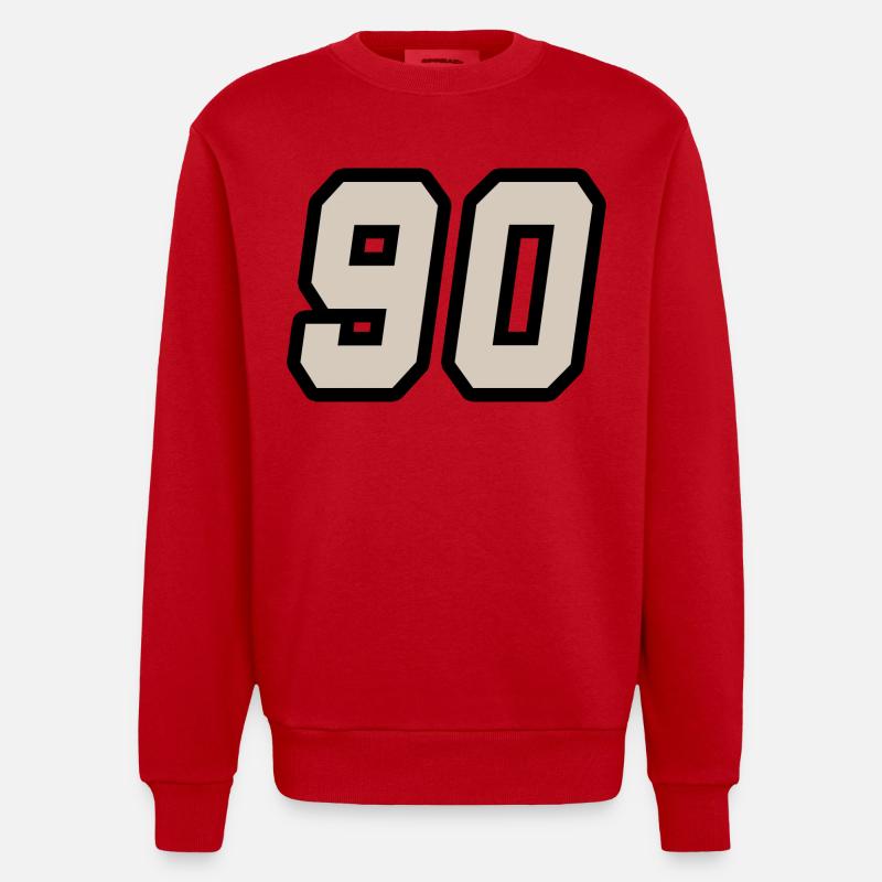 Nummer neunzig 90 - Heavyweight Oversized Organic Crew Neck Made in EU - Rot