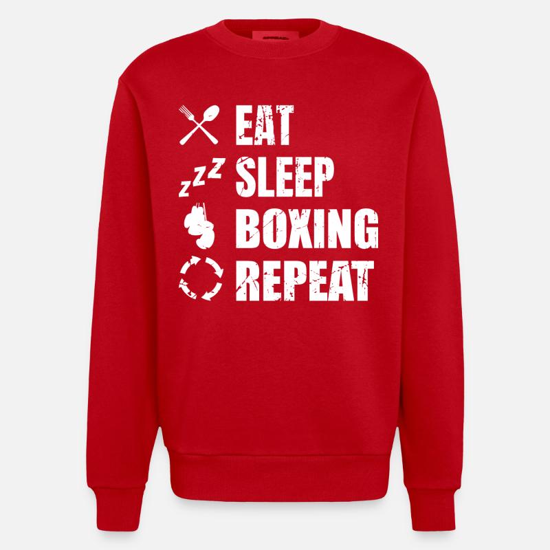 Manger Sommeil Boxe Répéter - Sweat bio épais oversize fabriqué en UE - rouge