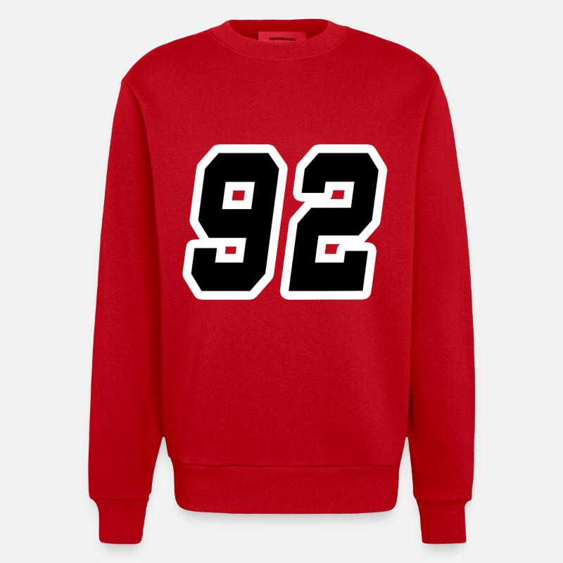 Nummer zweiundneunzig 92 - Heavyweight Oversized Organic Crew Neck Made in EU - Rot