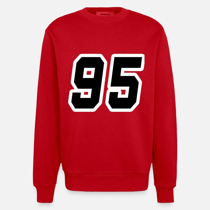Nummer fünfundneunzig 95 - Heavyweight Oversized Organic Crew Neck Made in EU - Rot
