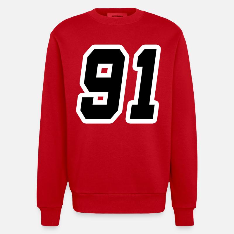 Nummer einundneunzig 91 - Heavyweight Oversized Organic Crew Neck Made in EU - Rot