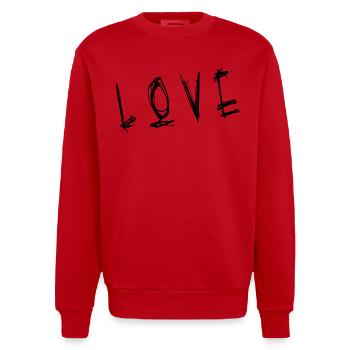 HERZ. PAAR. ICH HABE GERADE GEHEIRATET. Junggesellinnenabschied. VALENTINSTAG. - Heavyweight Oversized Organic Crew Neck Made in EU - Rot - Vorne - AI Model Female 172 light (172cm) & AI Model Male 178 light (178cm)