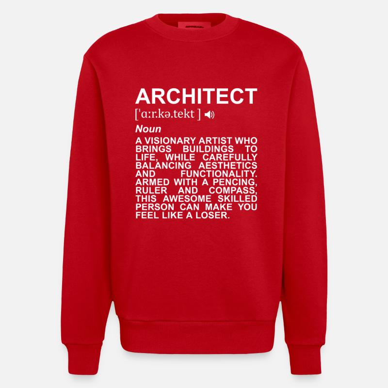 Définition de l’architecte - Sweat bio épais oversize fabriqué en UE - rouge