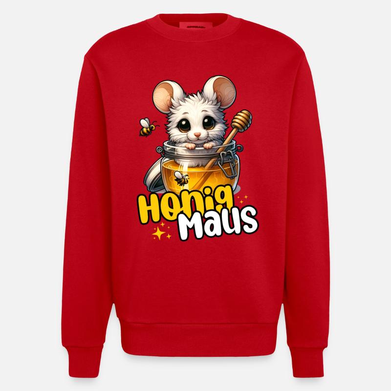 Honigmaus – Süße Maus im Honigglas - Heavyweight Oversized Organic Crew Neck Made in EU - Rot