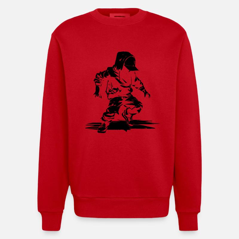 Illustration de danseuse de breakdance - Sweat bio épais oversize fabriqué en UE - rouge