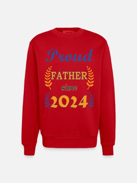 PROUD FATHER SINCE 2024 - Heavyweight Oversized Organic Crew Neck Made in EU - red