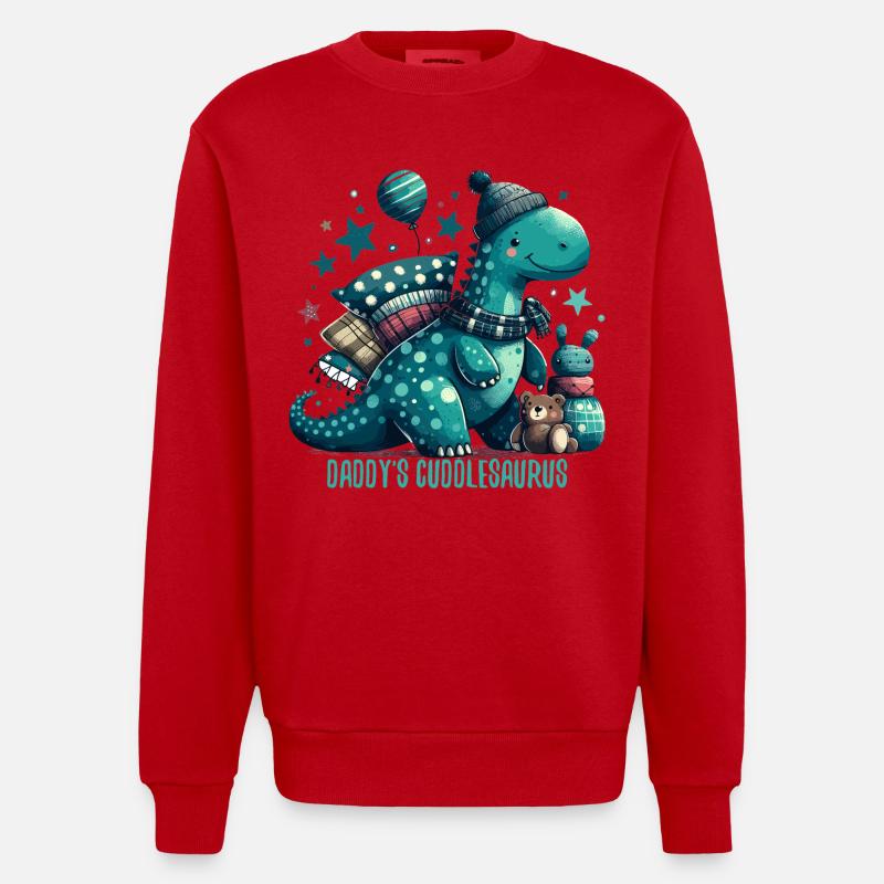 Daddy’s Cuddlesaurus Kuschel-Dinosaurier Geschenk - Heavyweight Oversized Organic Crew Neck Made in EU - Rot