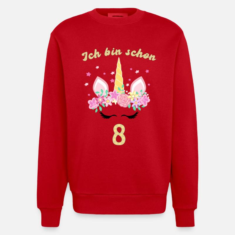 Ich bin schon 8 - Heavyweight Oversized Organic Crew Neck Made in EU - Rot