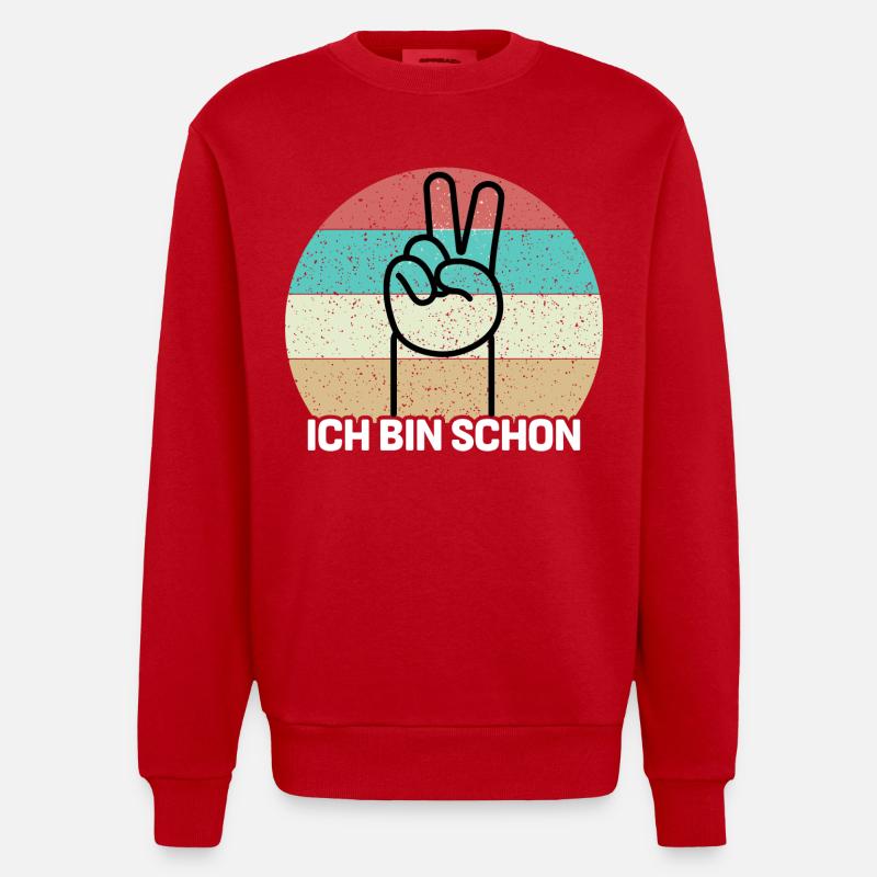 Ich bin schon 2 - Heavyweight Oversized Organic Crew Neck Made in EU - Rot