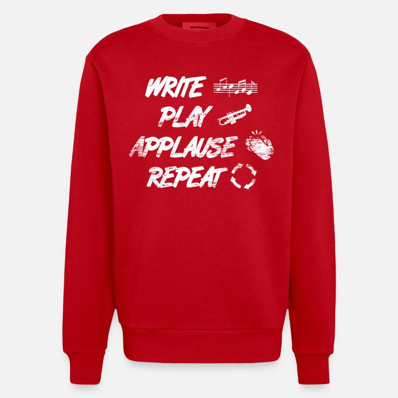 writing, playing, applause, repeating - Heavyweight Oversized Organic Crew Neck Made in EU - red