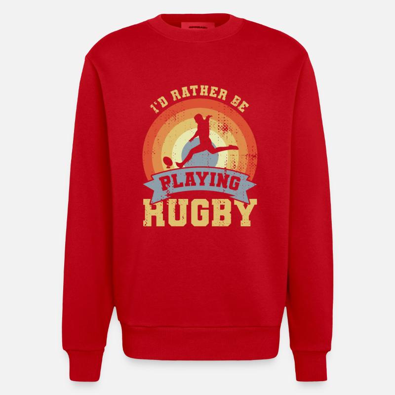 Rugby Joke - Heavyweight Oversized Organic Crew Neck Made in EU - red