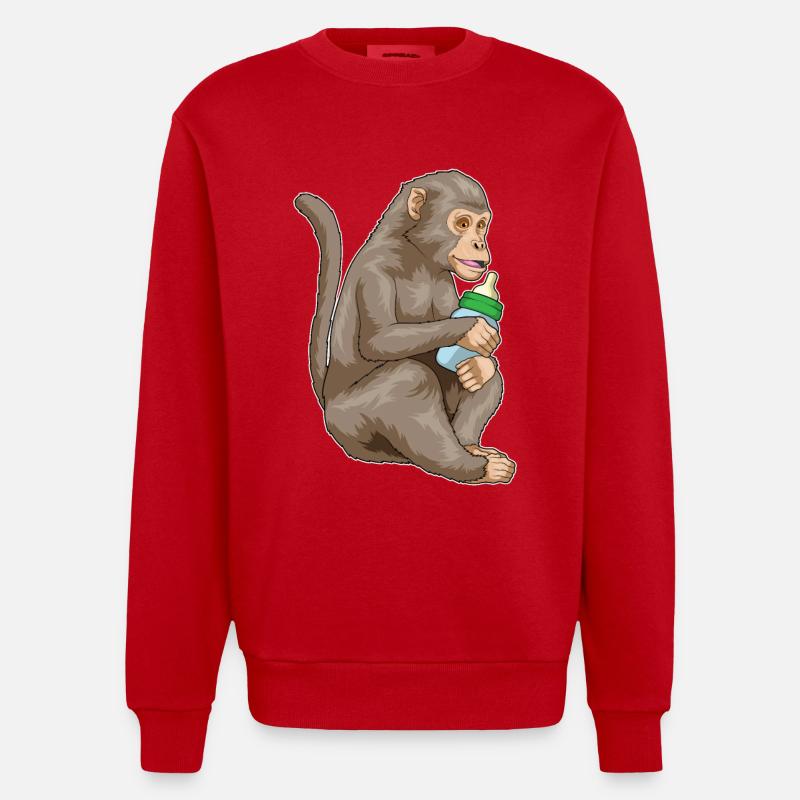 Biberon Monkey - Sweat bio épais oversize fabriqué en UE - rouge