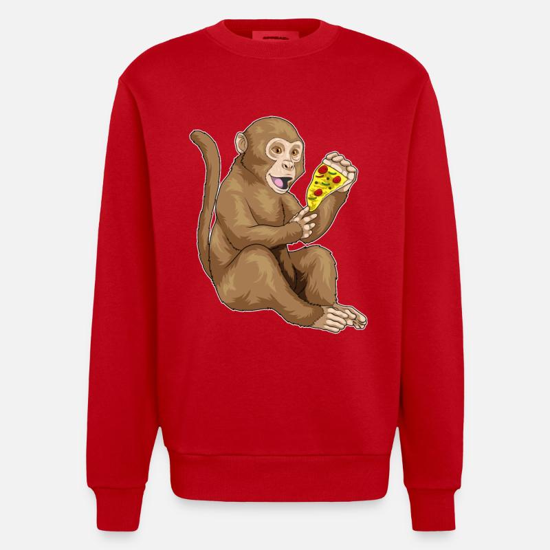Affe Pizza - Heavyweight Oversized Organic Crew Neck Made in EU - Rot