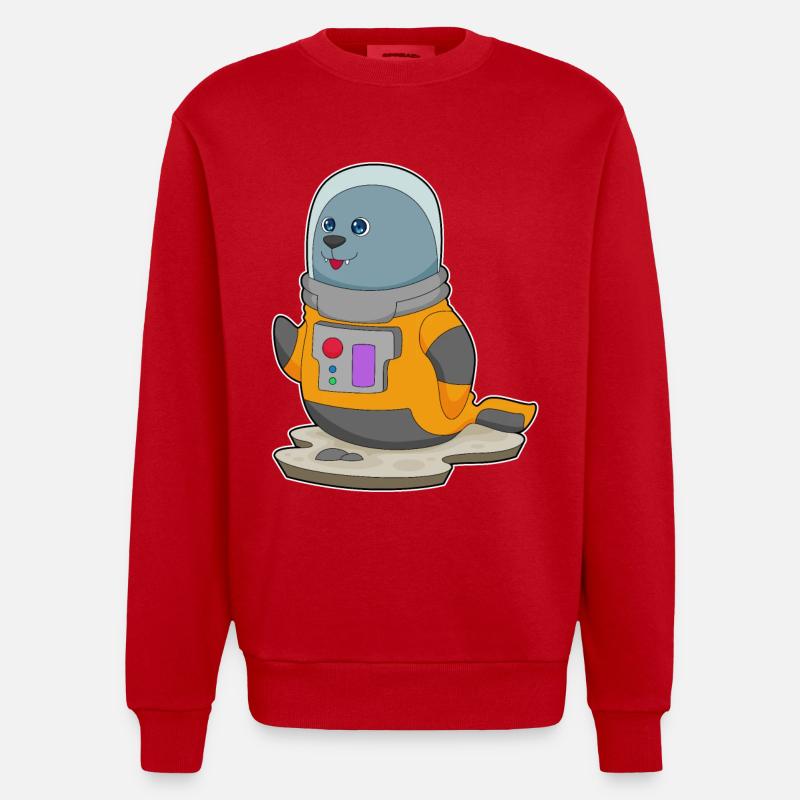 Seal Astronaut Space - Sweat bio épais oversize fabriqué en UE - rouge