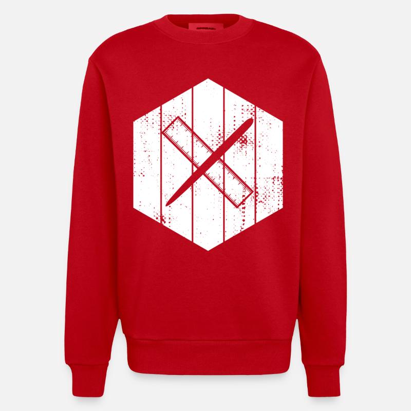 Zeichnen mit Stift und Lineal - Heavyweight Oversized Organic Crew Neck Made in EU - Rot