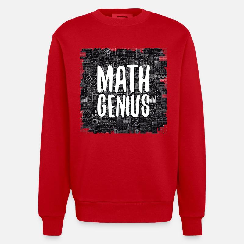 Math Genius Math Genius Math cadeau - Sweat bio épais oversize fabriqué en UE - rouge