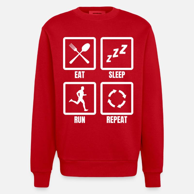 Runner Routine - Heavyweight Oversized Organic Crew Neck Made in EU - red