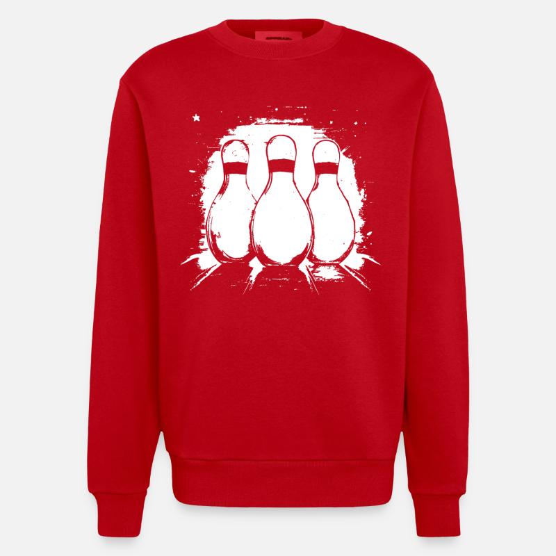 Dessin de bowling - Sweat bio épais oversize fabriqué en UE - rouge