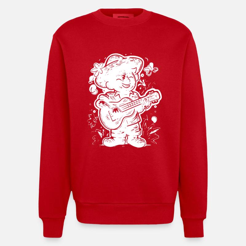 Ukulele Player Graphics - Heavyweight Oversized Organic Crew Neck Made in EU - red