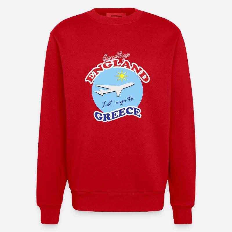Griechenland Abschied Flugzeug Reisedesign - Heavyweight Oversized Organic Crew Neck Made in EU - Rot