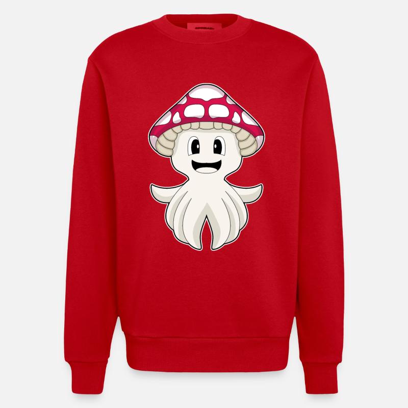 Champignon poulpe - Sweat bio épais oversize fabriqué en UE - rouge