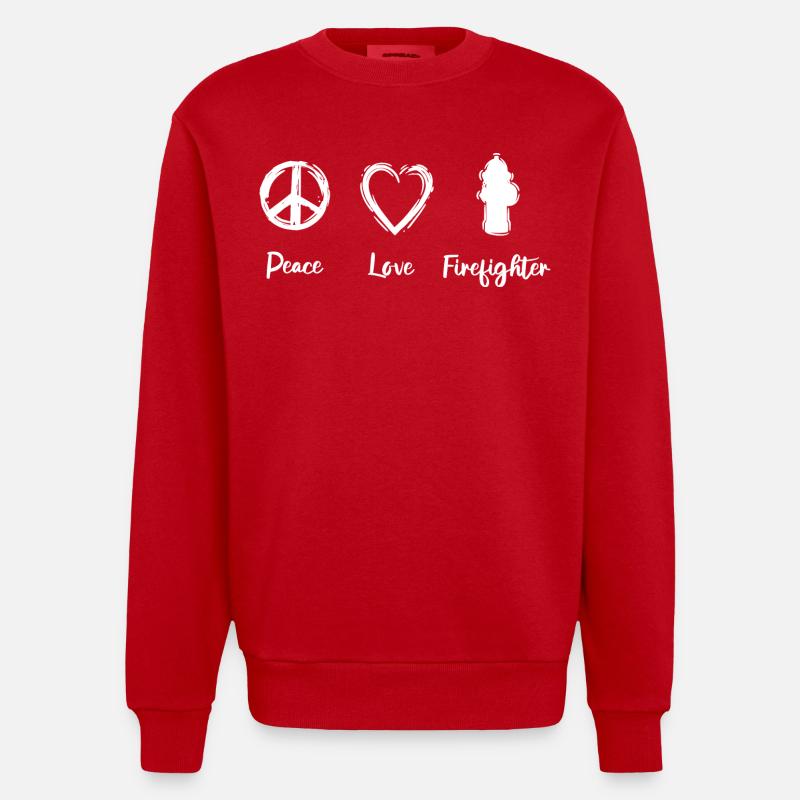 Peace, Dear Fire Brigade - Heavyweight Oversized Organic Crew Neck Made in EU - red