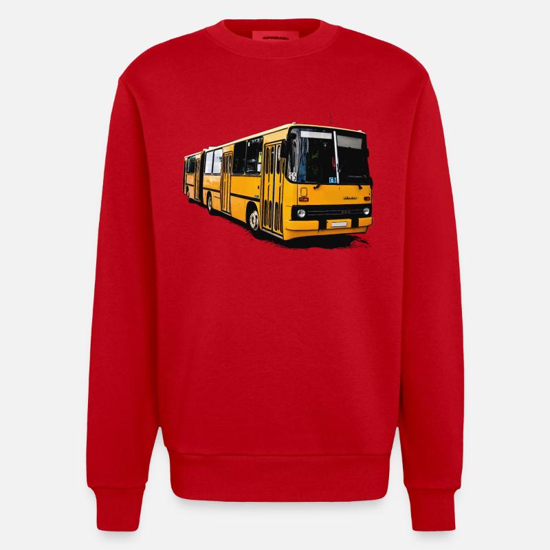 Gelber Ikarus Bus Z80 - Heavyweight Oversized Organic Crew Neck Made in EU - Rot