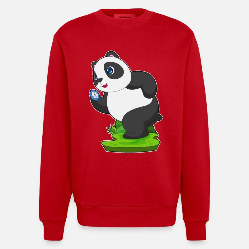 Panda Jogger Chronomètre Jogging - Sweat bio épais oversize fabriqué en UE - rouge
