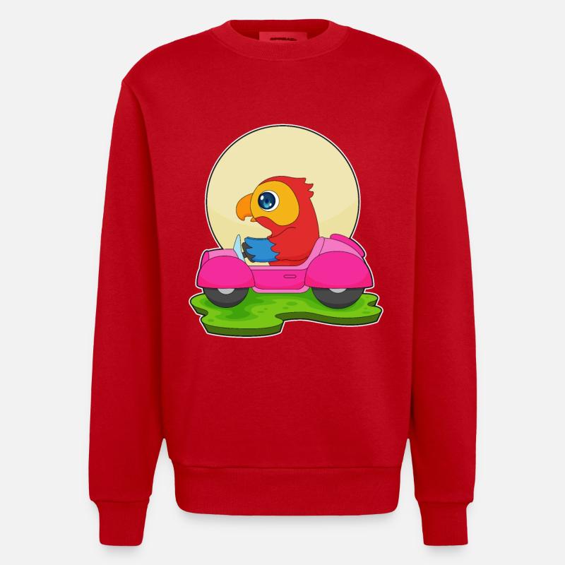 Voiture de perroquet - Sweat bio épais oversize fabriqué en UE - rouge