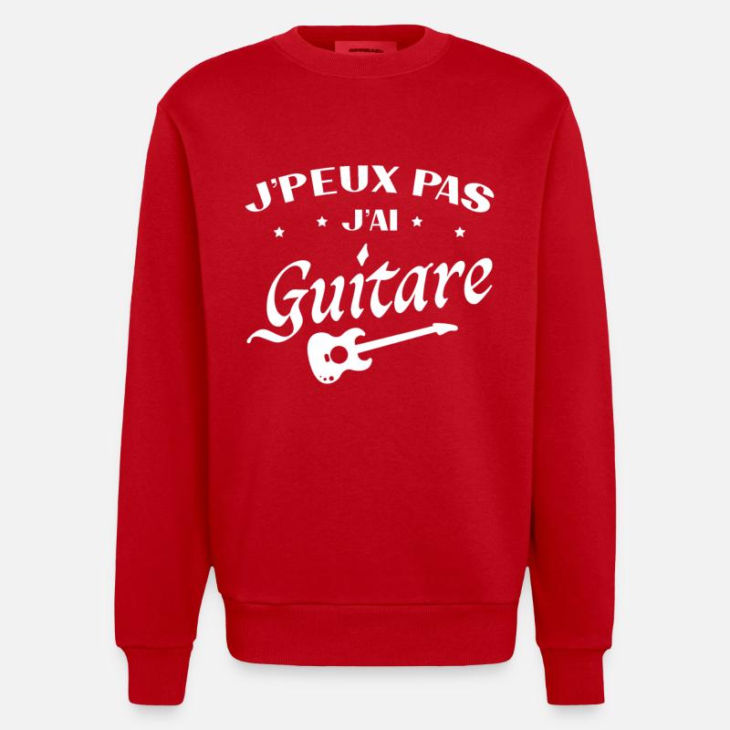 I can't I guitar - Heavyweight Oversized Organic Crew Neck Made in EU - red