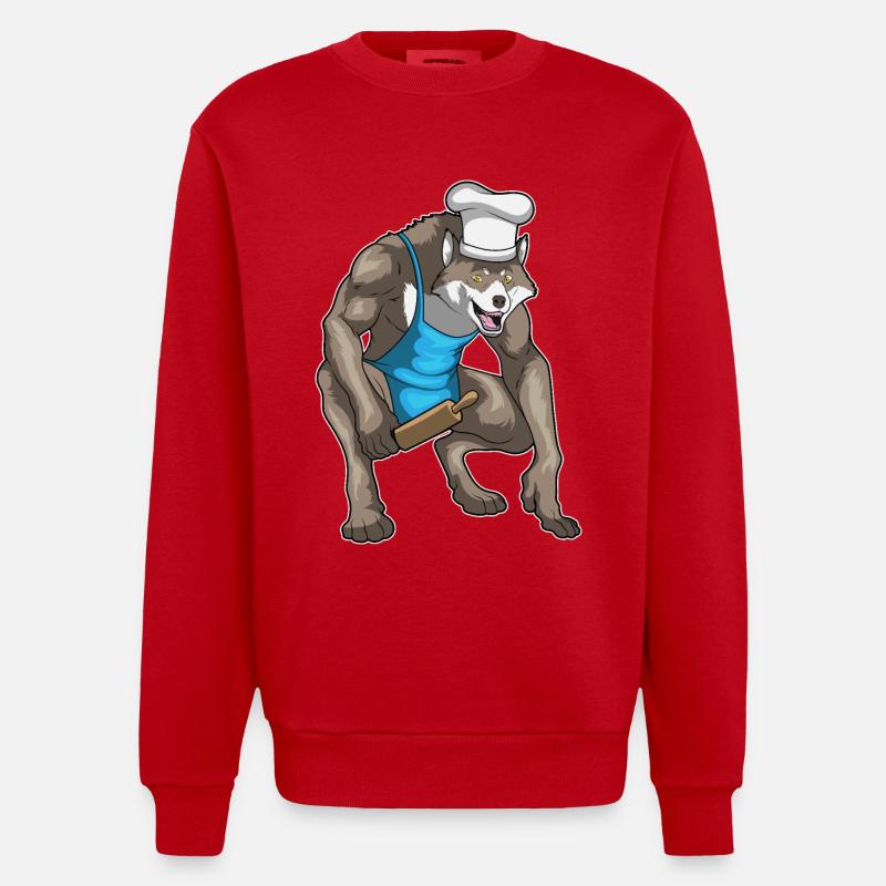 Werwolf Halloween Bäcker - Heavyweight Oversized Organic Crew Neck Made in EU - Rot