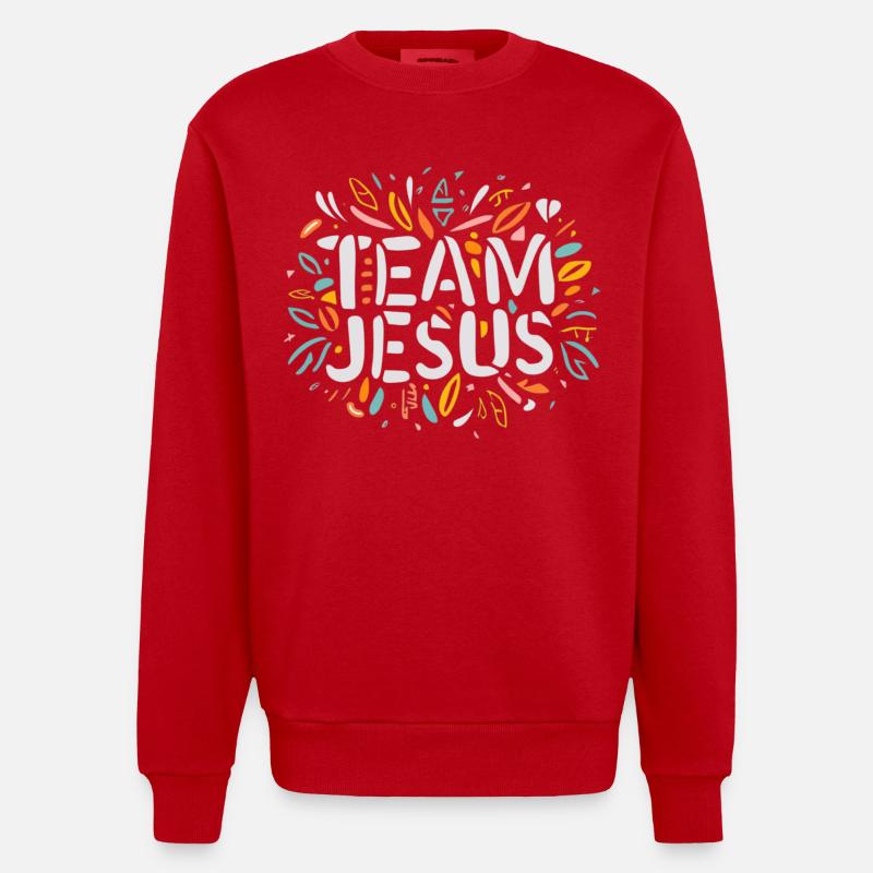 Ich bin Jesus – bunte Botschaft - Heavyweight Oversized Organic Crew Neck Made in EU - Rot