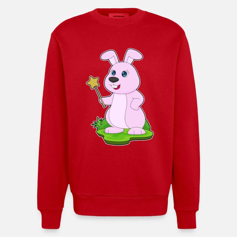 Baguette de sorcier lapin - Sweat bio épais oversize fabriqué en UE - rouge