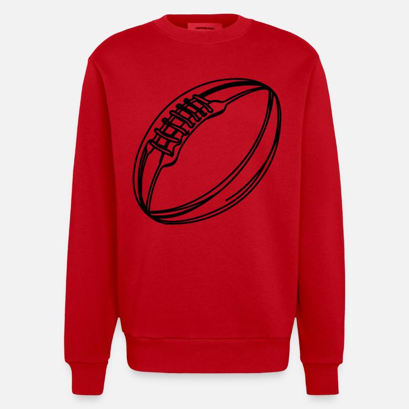 Rugby Ball - Heavyweight Oversized Organic Crew Neck Made in EU - red