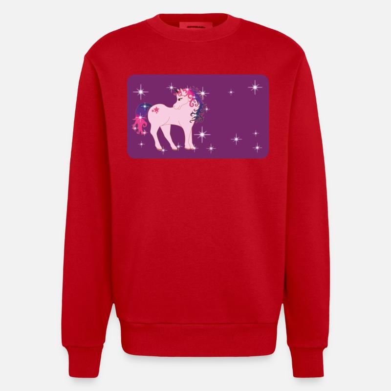 Fantasy Einhorn mit Sternchen - lila  - Heavyweight Oversized Organic Crew Neck Made in EU - Rot