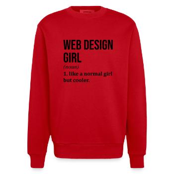 Web Design - Heavyweight Oversized Organic Crew Neck Made in EU - red - Front - AI Model Female 172 light (172cm) & AI Model Male 178 light (178cm)