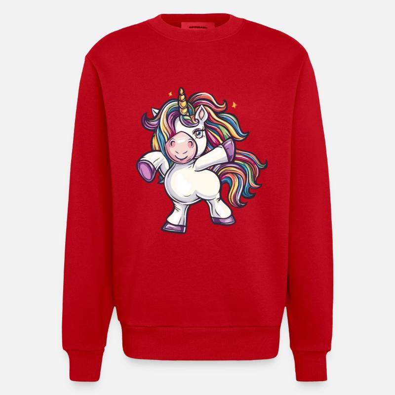 Tanzendes Einhorn - Heavyweight Oversized Organic Crew Neck Made in EU - Rot