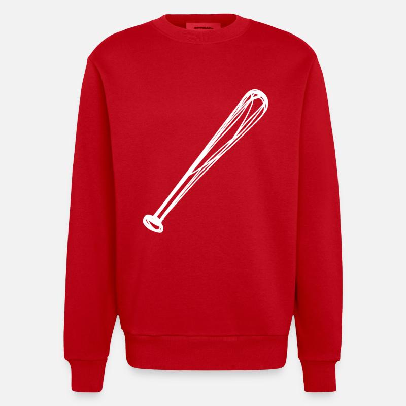 Dessin de batte de baseball - Sweat bio épais oversize fabriqué en UE - rouge