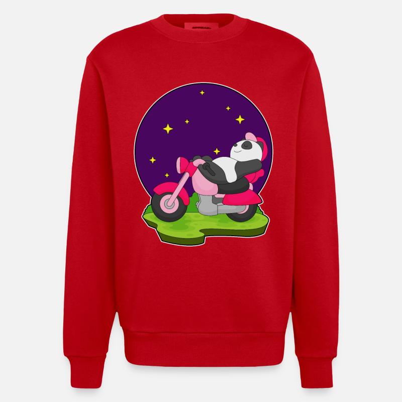 Moto Panda - Sweat bio épais oversize fabriqué en UE - rouge