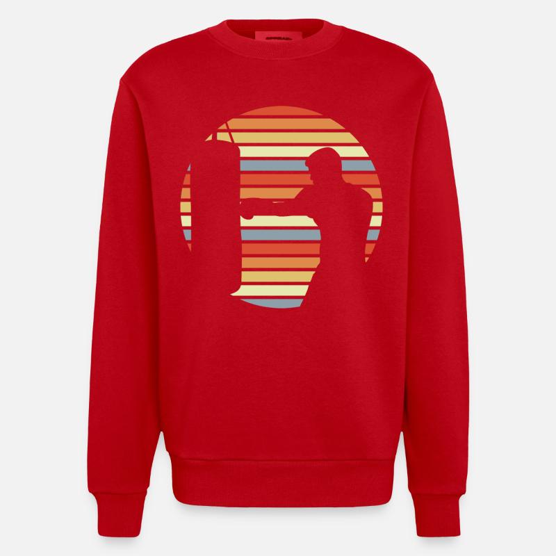 Boxer Drawing - Heavyweight Oversized Organic Crew Neck Made in EU - red