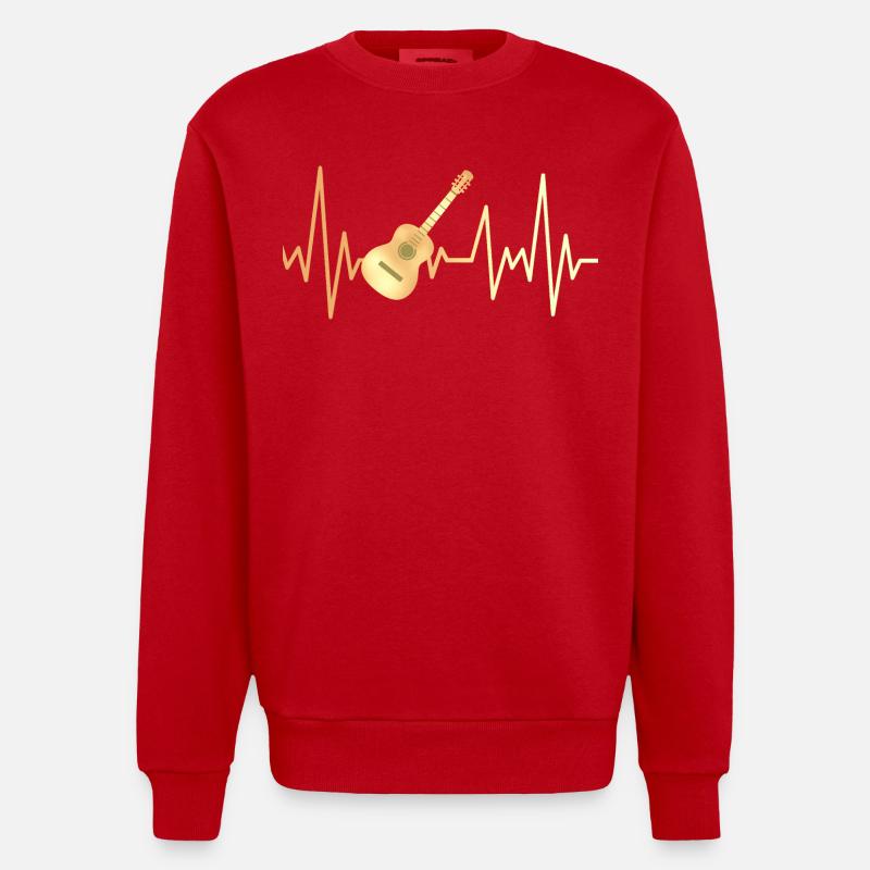 E-Gitarre und Herzfrequenz - Heavyweight Oversized Organic Crew Neck Made in EU - Rot