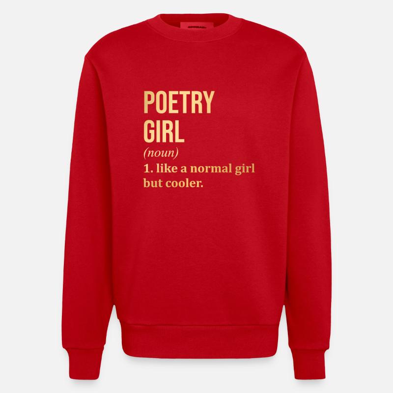 Poetry - Heavyweight Oversized Organic Crew Neck Made in EU - red