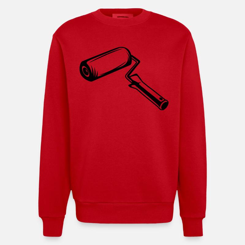 Dessin au rouleau du peintre - Sweat bio épais oversize fabriqué en UE - rouge