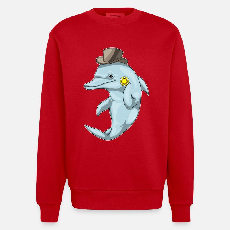 Dolphin Poker Jetons de Poker - Sweat bio épais oversize fabriqué en UE - rouge