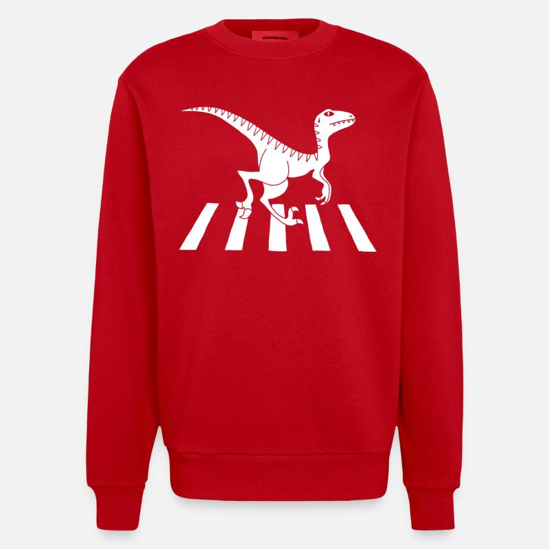 Dinosaure piéton (blanc) - Sweat bio épais oversize fabriqué en UE - rouge