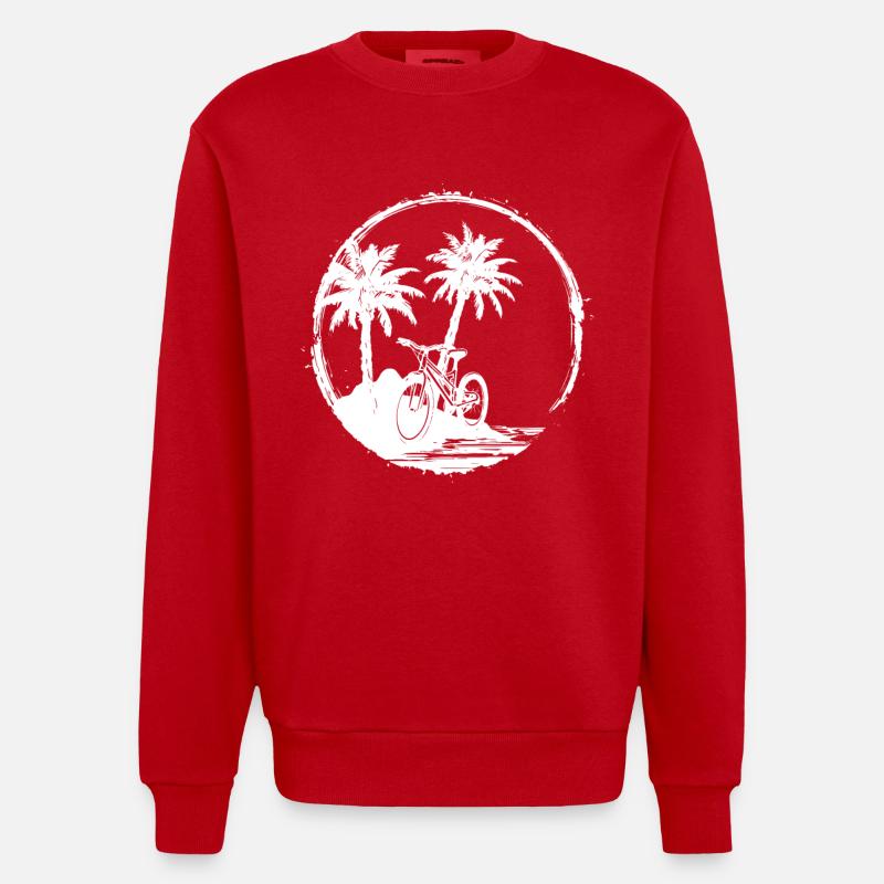 Radfahrer Grafik - Heavyweight Oversized Organic Crew Neck Made in EU - Rot