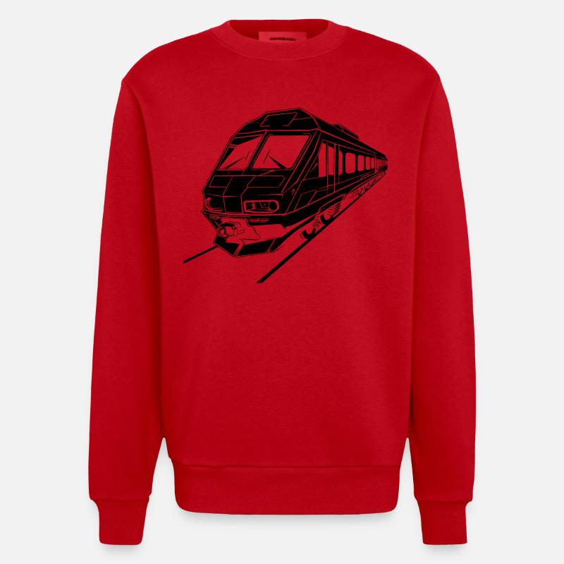 Graphismes de train - Sweat bio épais oversize fabriqué en UE - rouge