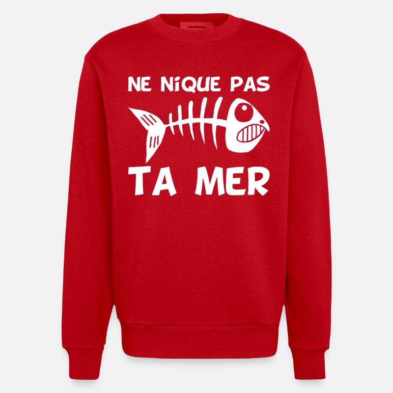 La mer se meurt - Sweat bio épais oversize fabriqué en UE - rouge