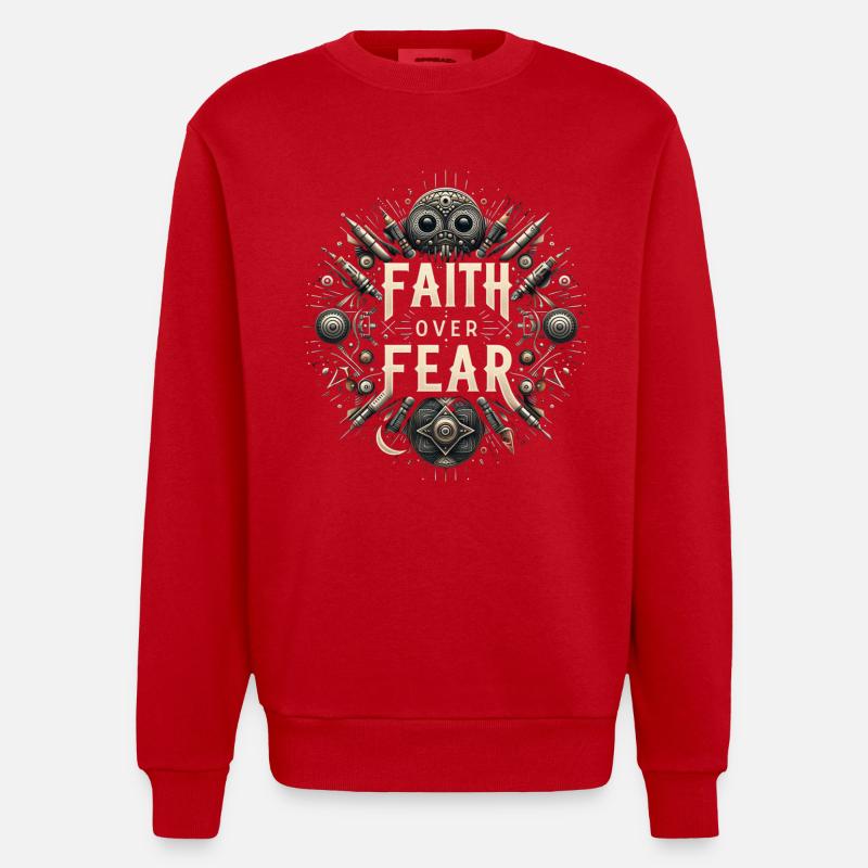 Glaube über Angst Steampunk - Heavyweight Oversized Organic Crew Neck Made in EU - Rot