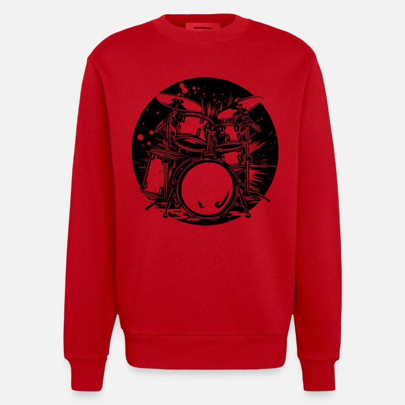 Schlagzeug Grafik - Heavyweight Oversized Organic Crew Neck Made in EU - Rot